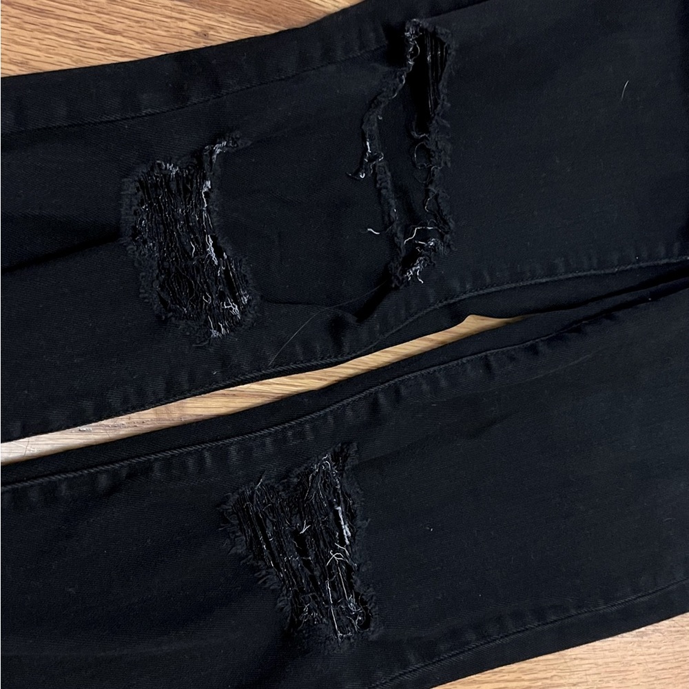 Current Elliot ripped black mid rise skinny jeans